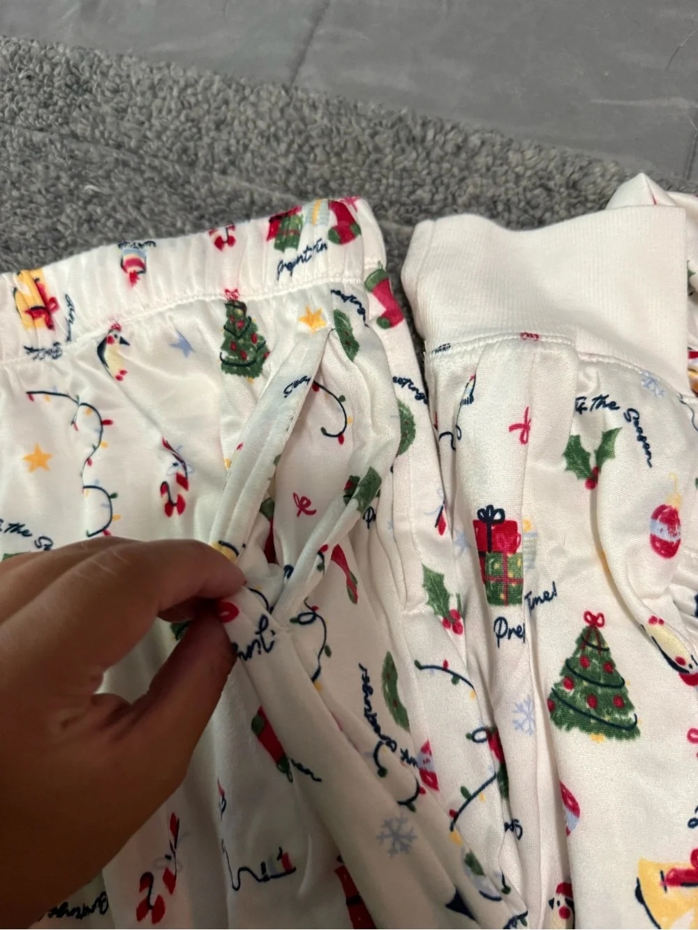 Holiday Time White Kids Pajama Set with Festive Multicolor Motifs